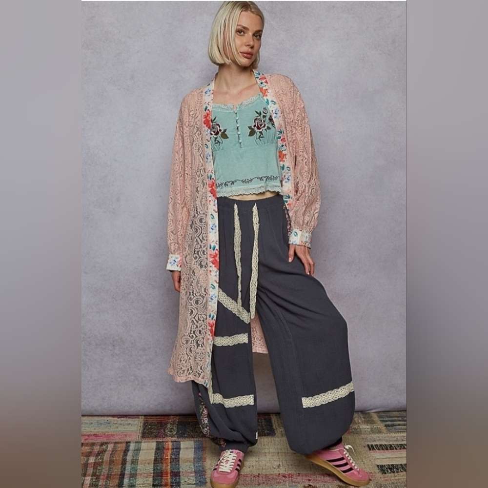 NEW!!! POL Floral Lace Kimono,Sz Large
